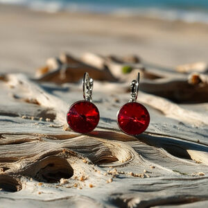 Handcrafted earrings with scarlet red sparkly Swarovski crystal